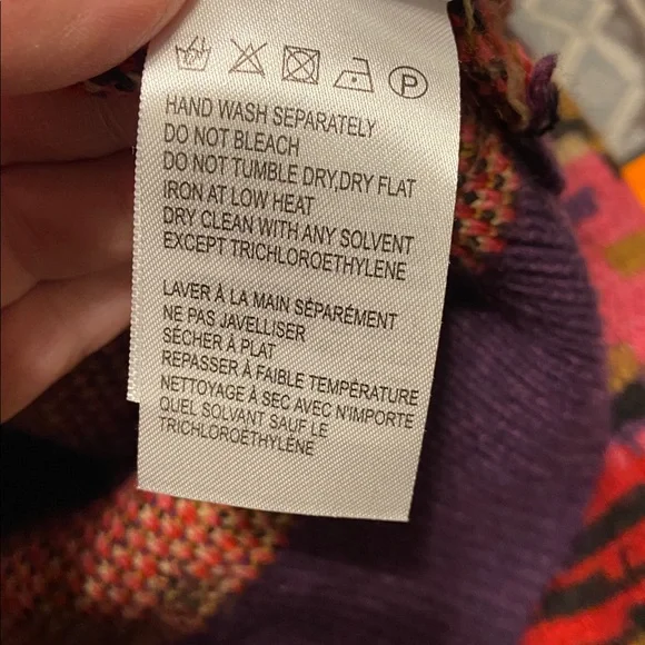 FARM Rio Red Striped Patchwork Sweater slouchy shoulders  chevron pattern Small - Picture 8 of 10